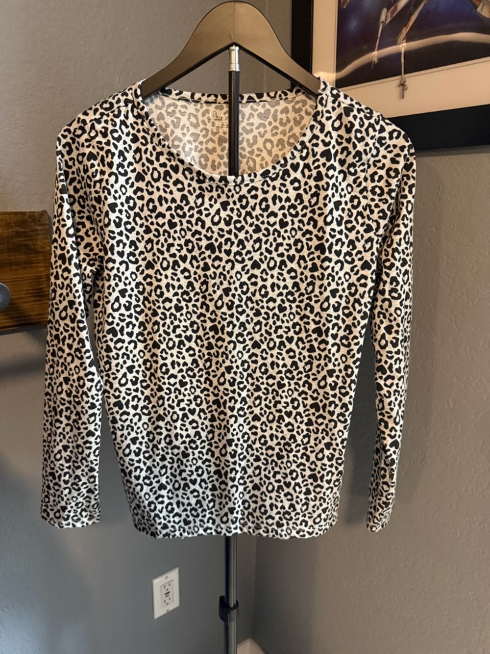 Kids Black & White Leopard Print Long-Sleeve Top